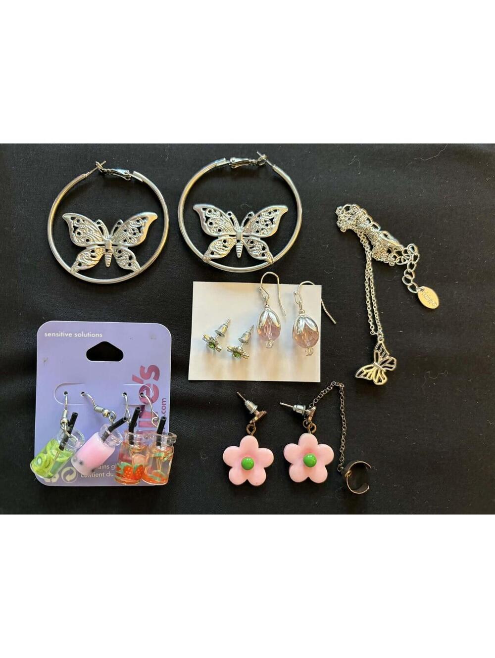 Fabulous mixed sparkly crystal butterfly floral Earrings lot-Jewelry